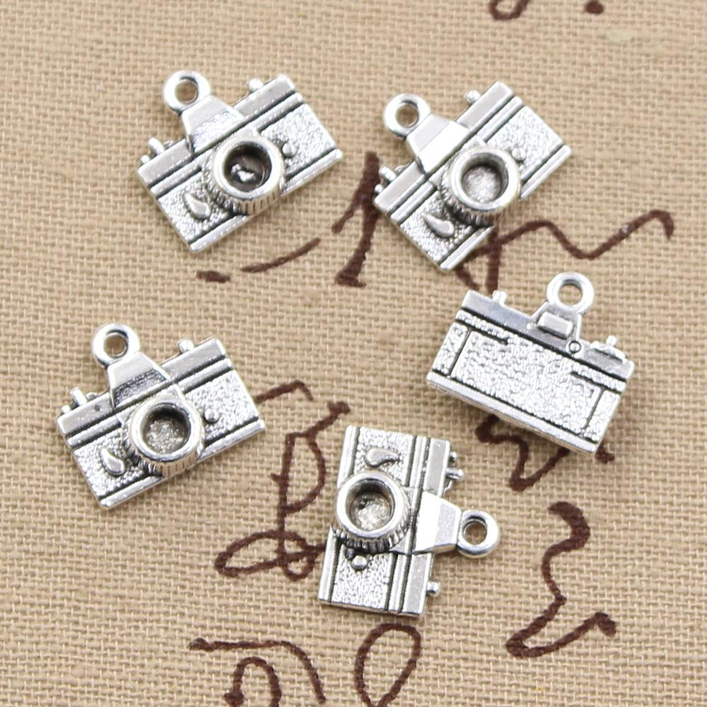20 stuks Bedeltjes Camera 15x14 mm Antiek Brons Zilverkleurig Verguld Hangers Maken Diy Handgemaakt Tibetaans Brons Zilverkleurig Sieraden white