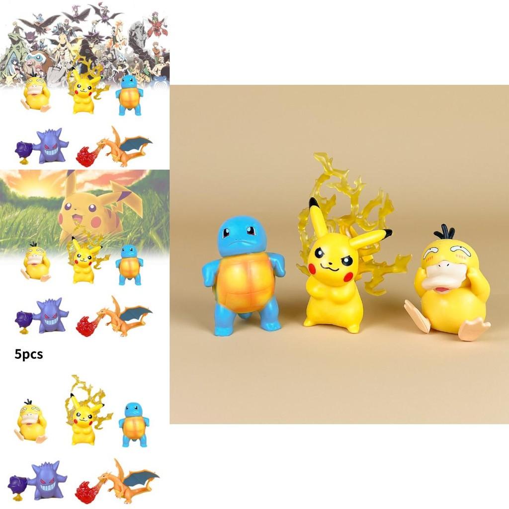 Charming Pokmon Pvc Figure Set Featuring Pikachu Squirtle Psyduck 10cm Anime Models