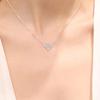 Beixi S925 Sterling Silver Full Diamond Heart Necklace - Elegant Peach Heart Design, Popular Korean Style.