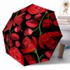 Pink Roses And Butterflies Automatic Umbrella Retractable Design with 8-Rib Durability Sturdy Construction All-Season Umbrella for Travel