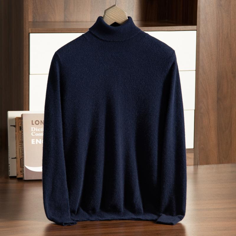 Cashmere Sweater Turtleneck Pullover Thickened Sweater Youth with Warm Cashmere Men Inside