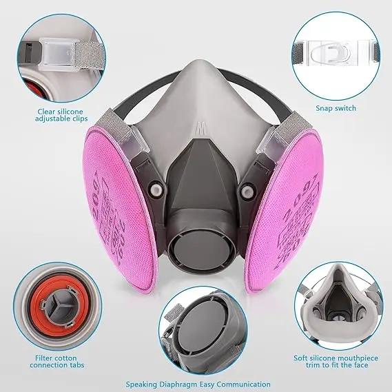 Reusable 6200 Respirator Gas Mask Half Face with 2097 Filter Goggles Sets for Epoxy Dust Paint Organic Vapor Welding Grinding