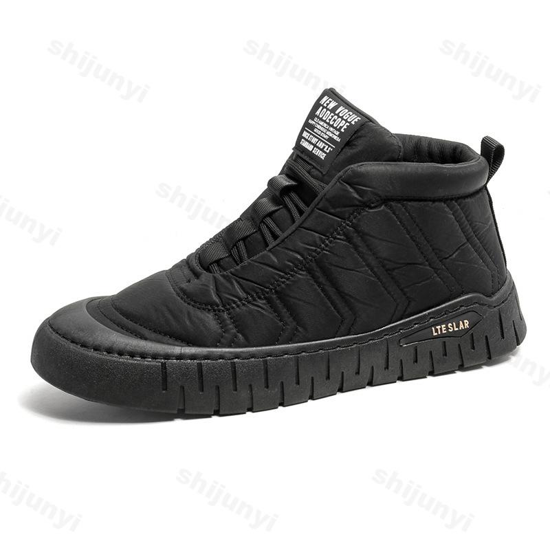 Fashion Winter Casual Plush Sport Shoes Mens Fashion Outdoor Ankle Boots Comfortable Warm Slip on Walking Flats for Men Footwear