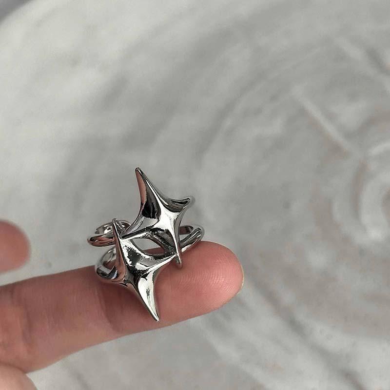 Cute Y2k Star Open Ring for Women Creative Vintage Silver Adjustable Rings Couple jewelry gift