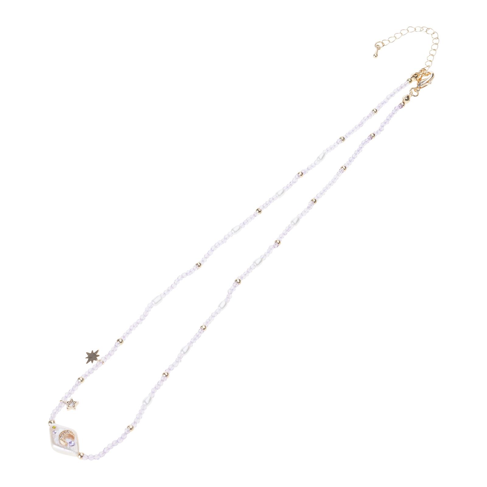 

Handmade Moon Star Imitation Pearl Necklace with Zircon Accent for Women Stylish Collarbone Chain Gift Idea