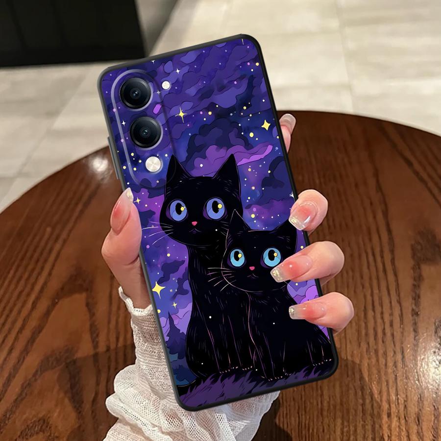 Starry Sky Cat Cartoon Case for Vivo Y75 Y81 Y51S Y78 V29 V21E V23 V25 V30 Y50 Y95 Y52S Y93 Y53S Y71 Y91 V27 Soft Back Phone