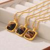 Stacked Wind Tiger'S Eye Stone Pendant Necklace Women'S Titanium Steel Plated 18K Gold Light Luxury Collarbone Chain