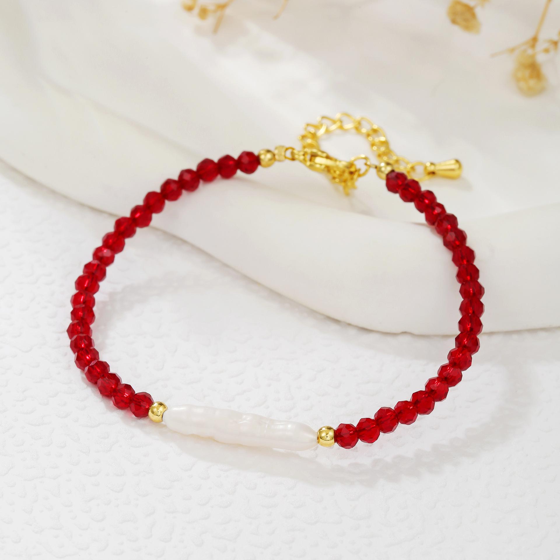 

Натуральный Красный Кристалл Пресноводный Барочный Жемчуг Однорядный Комплект Колье и Браслета - Элегантный Дизайн Высокого Класса