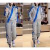 Casual Sports Fashion Suit for Women Spring and Autumn Loose Large Size Diagonal Zipper Two-piece Set