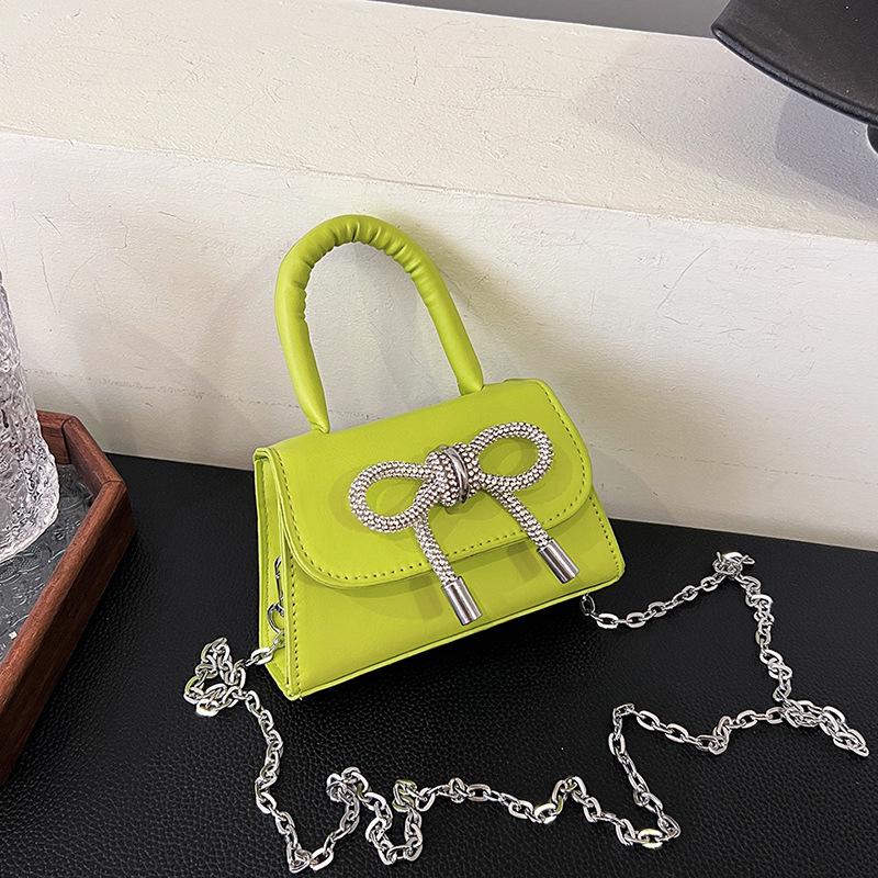 

Premium texture bow small bag women s summer 2025 new chain crossbody lipstick bag portable mini square bag зелёный
