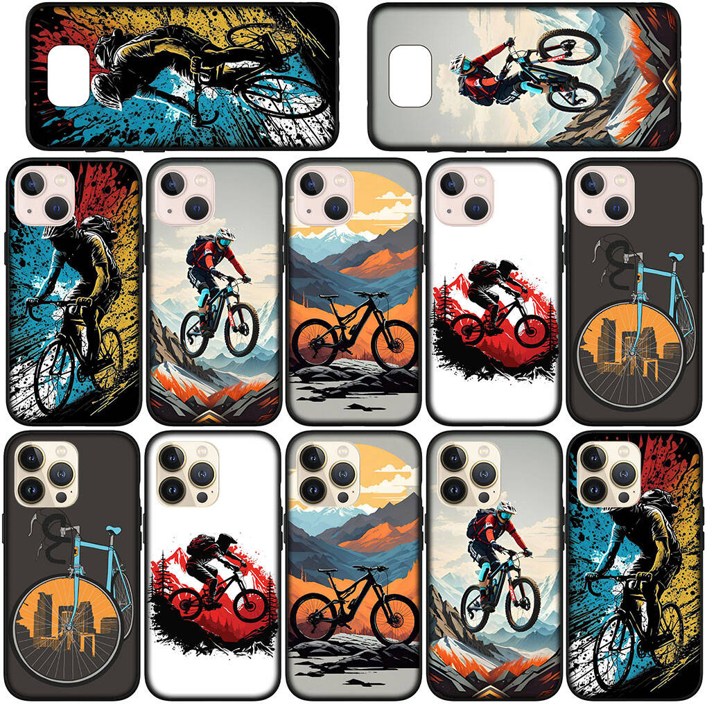 Phone Case for Samsung Galaxy S25 S23 S22 S24 Ultra FE A05 A06 A15 A16 A36 A37 A35 A54 A55 A56 A57 A25 A26 A53 Wallpaper Mountain Bike Cycling Cover
