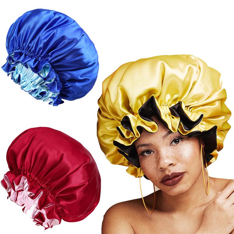 Ladies Fashion Stretch Hair Cap, Button Shower Cap