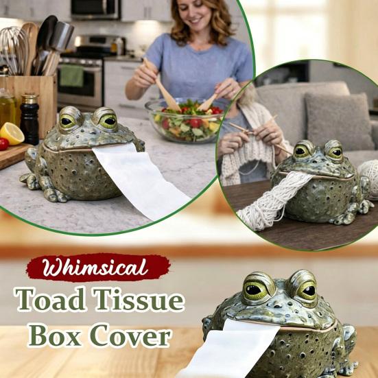 Tissue Box with Fun Toad-Shaped Tissue Holder Stable Resin Base Towel Dispenser for Kitchen Bathroom Home
