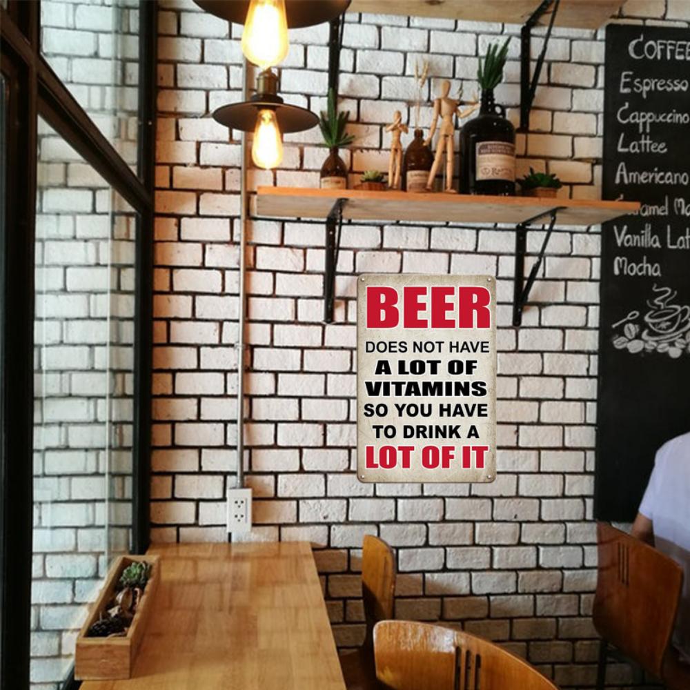One piece, retro beer alcohol tin sign, interesting bar decoration, party cellar bar decoration, suitable for tribal table