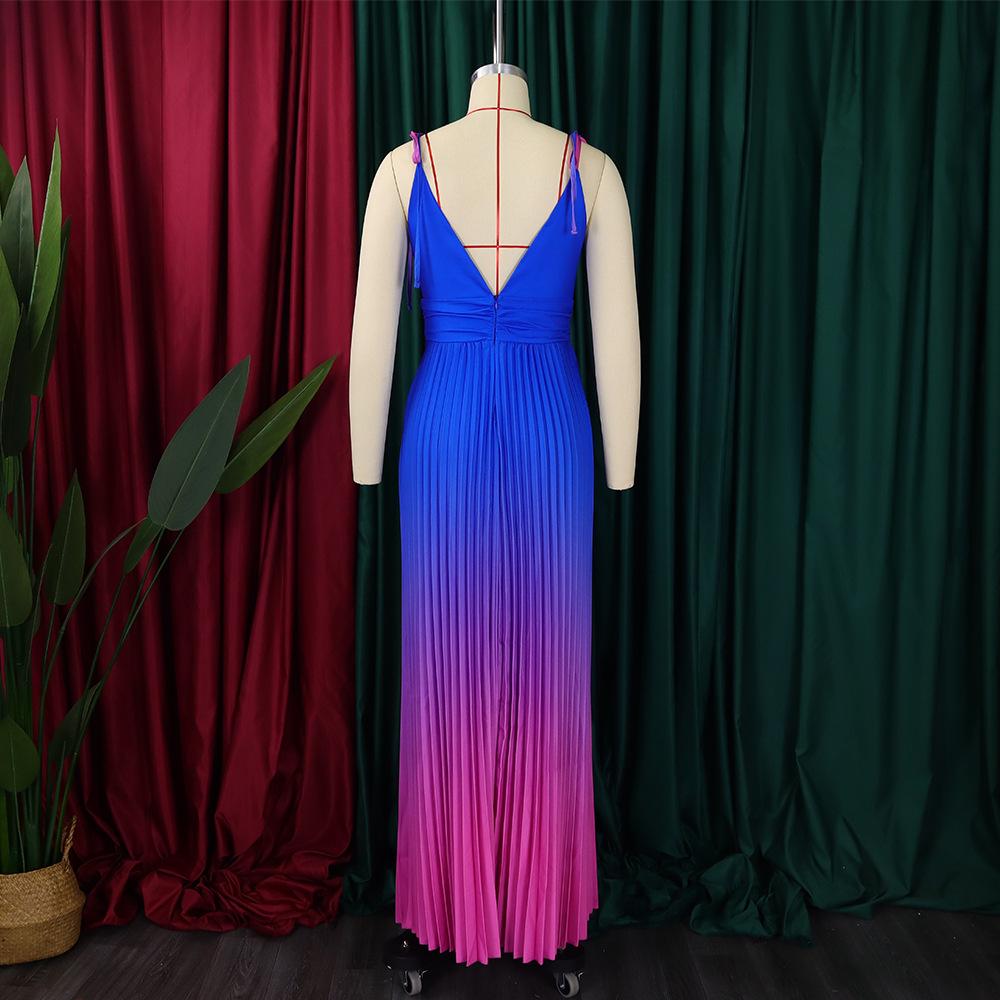 2025 Summer Gradient Strappy Backless Long Dress