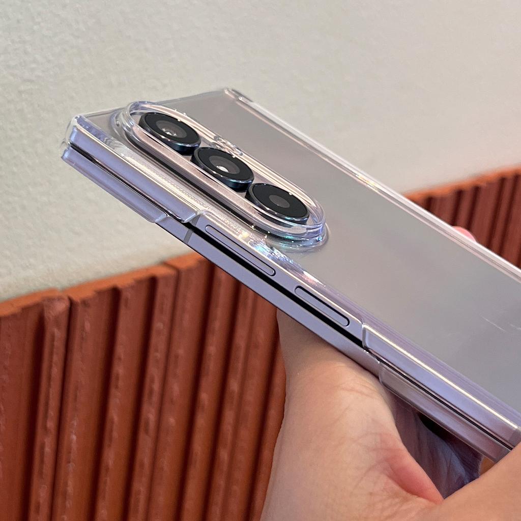 Suitable for Samsung Zfold7 Magnetic Suction Mobile Phone Case Fold6 Transparent PC Hardened Double Sided Central Shaft Anti Fall Protection Case