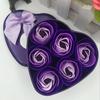 6Pcs Heart-shaped Rose Gift Box Simulated Rose Soap Flower Mother's Day Rose Gift Box Valentine's Day Rose Gift Wedding Souvenir