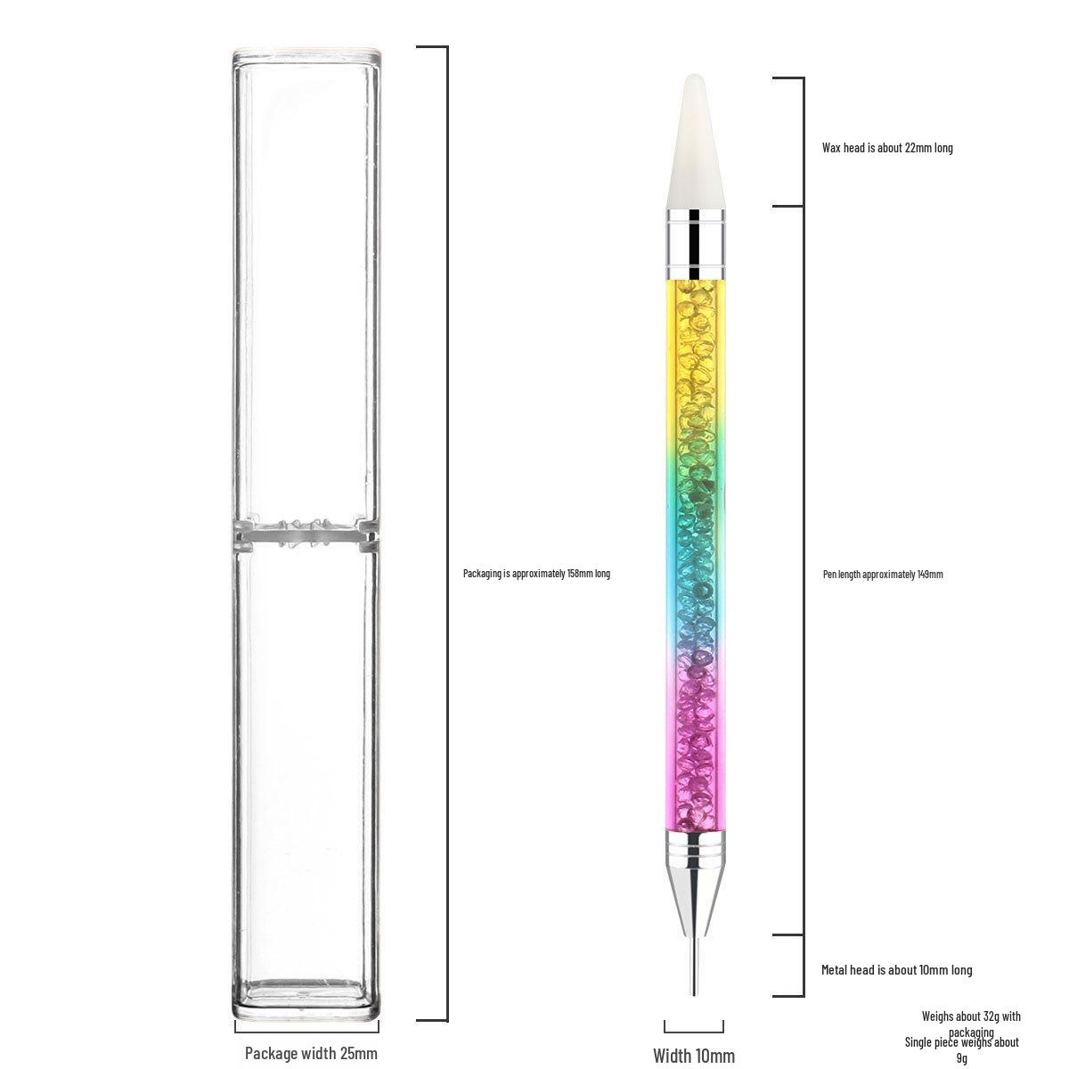 

Радужная двухсторонняя ручка для доттинга для нейл-арта с восковым наконечником для страз