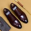 Genuine Cow Leather Brogue Wedding Business Men Casual Flats Vintage Handmade Oxford Shoes for Men Black Burgundy 2024