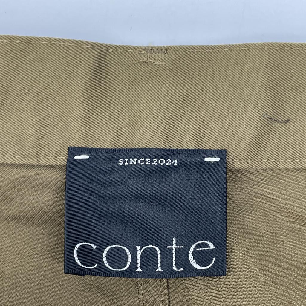 Conte 25Stainless Steel 8514-144-0030 Khaki Cotton X Linen Wrap Chino Tapered Wide Pants Bottoms 38 khakiUsed