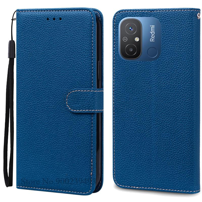 

For Redmi 12C Case Soft Silicone Leather Wallet Flip Case For Xiaomi Redmi 12C Case Phone Cover Redmi12C Redmi 12 C Fundas Coque For Redmi 12C темно-синий