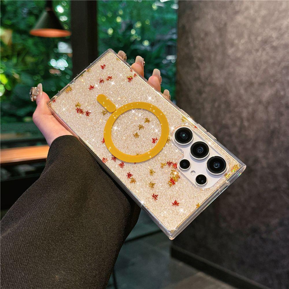 Suitable for Samsung S25ultra Mobile Phone Case High End S25edge Laser Flower S24 Flash Powder Transparent Shell Anti Fall