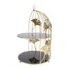 Goldfarbener Vogelkäfig-Form 2-stöckiger Cupcake-Kuchenständer Kosmetik-Aufbewahrungsregal Schmuck-Präsentationsständer Mehrzweck für Zuhause Schlafzimmer Partydeko