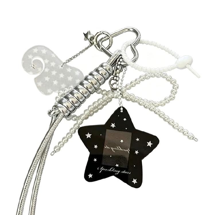 Adorable Bows Wing Key Chain For Girls And Teens Featuring Chic Star Shape And Smooth Texture Handbag Accessory