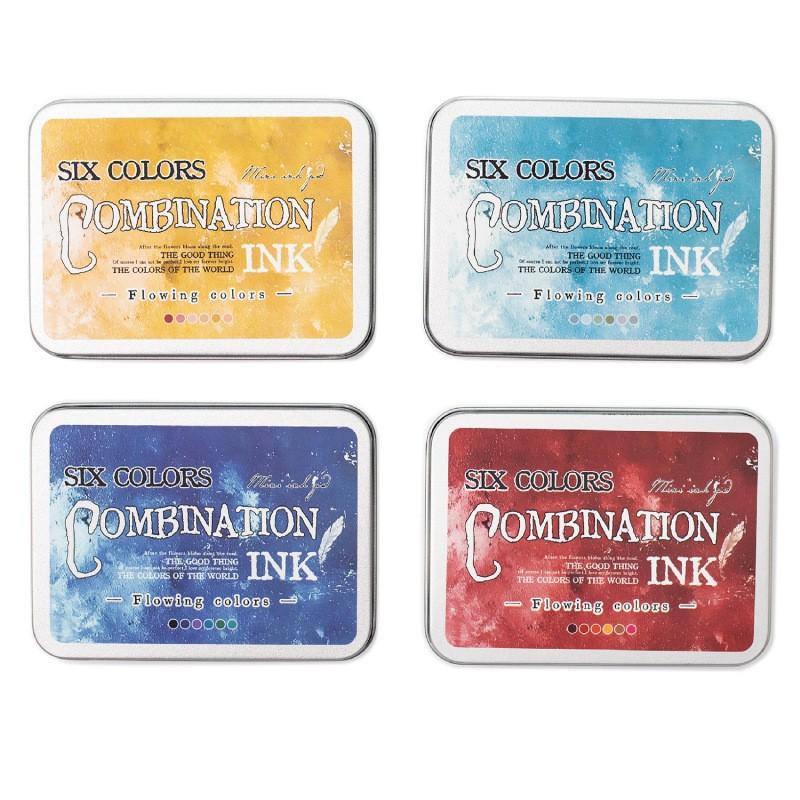 Classic Retro Color Ink Pad Color Handbook Seal Student DIY Ink Pad Iron Box Ancient Mud Fragrance Oily Ink Felt Stamp Pad Set