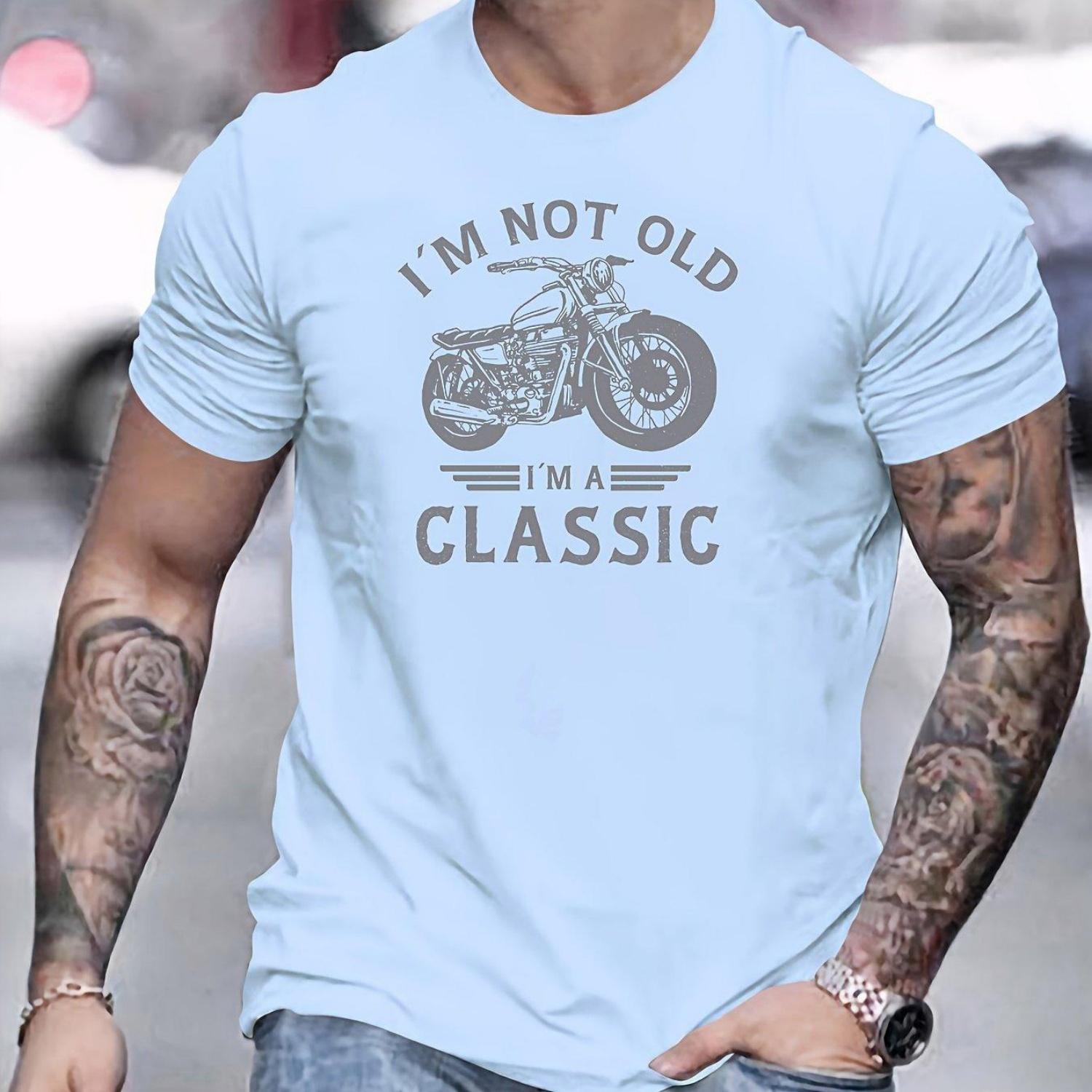 

2025 Hot-selling Summer Men s Casual Loose Classic Motorcycle Creative Printing Round Neck Breathable Short-sleeved T-shirt Top S чёрный