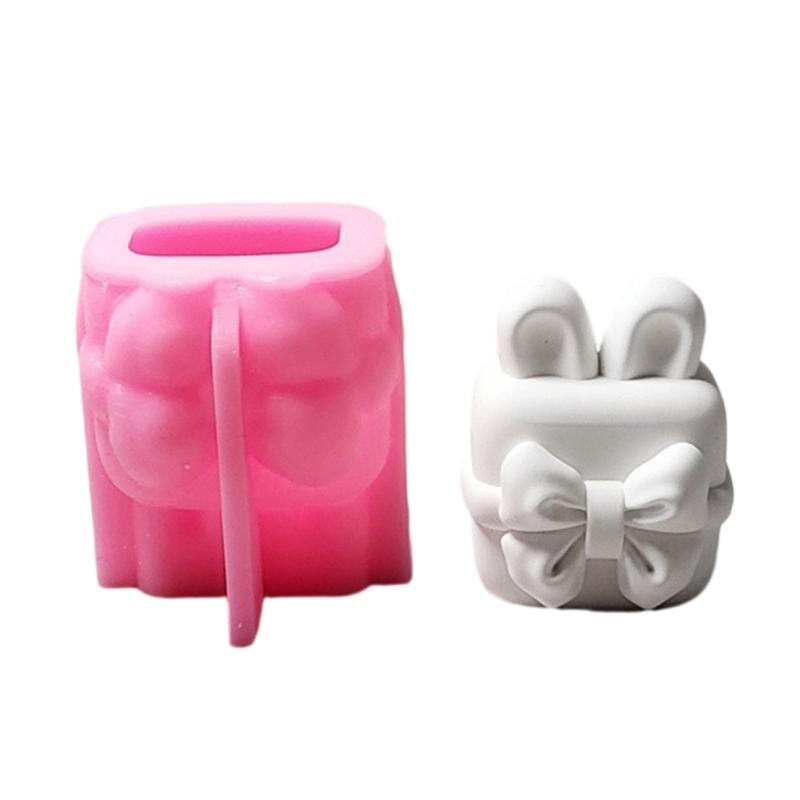 Rabbit Ears Bowknot Silicone Candle Molds Bunnies Ear Silicone Molds for Candle Soap Fondant Chocolate Cake Baking 1