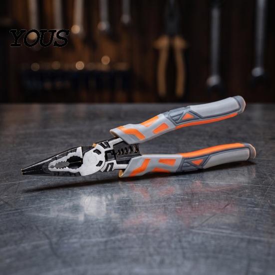 Ergonomic Non Slip Cable Cutters 9" Needle Nose Plier, 8-inch Multi-Function Diagonal Pliers, Heavy Duty Cr-V Mechanical Repair Hand Tools Steel Wire