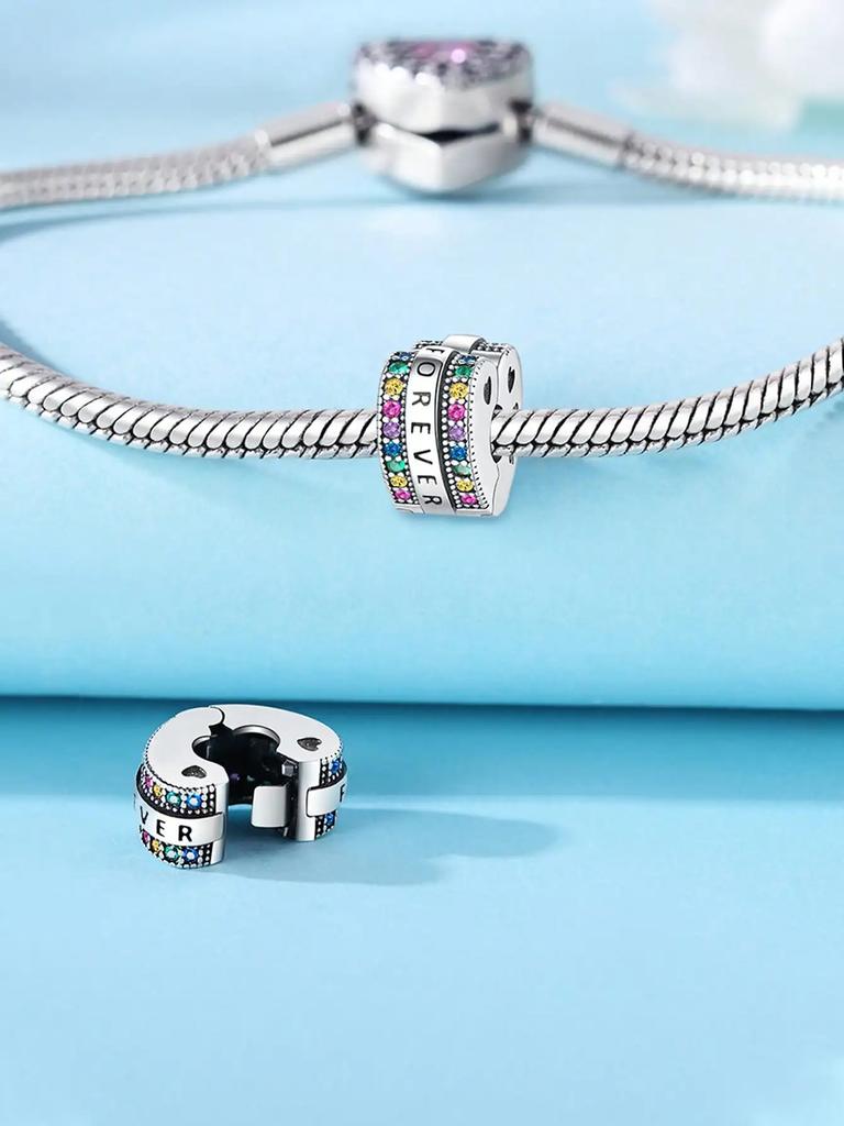 Charms Plata Copper Colors Colored Diamonds Clips And Spacers Bead Pendant For Original Bracelet For Women Diy Jewelry Love Gift