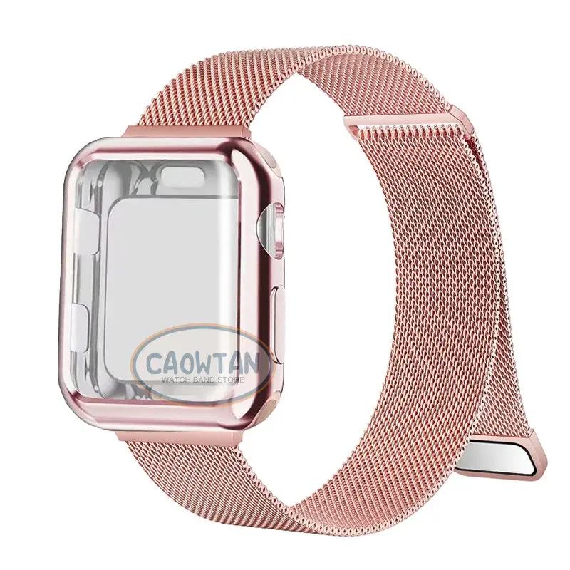 Milanese Case+Strap for Apple Watch Band Ultra 49MM 41mm 40mm 44mm 38 42mm TPU Screen Iwatch Series10 9 8 7 6 SE 5 4 Correa 45mm
