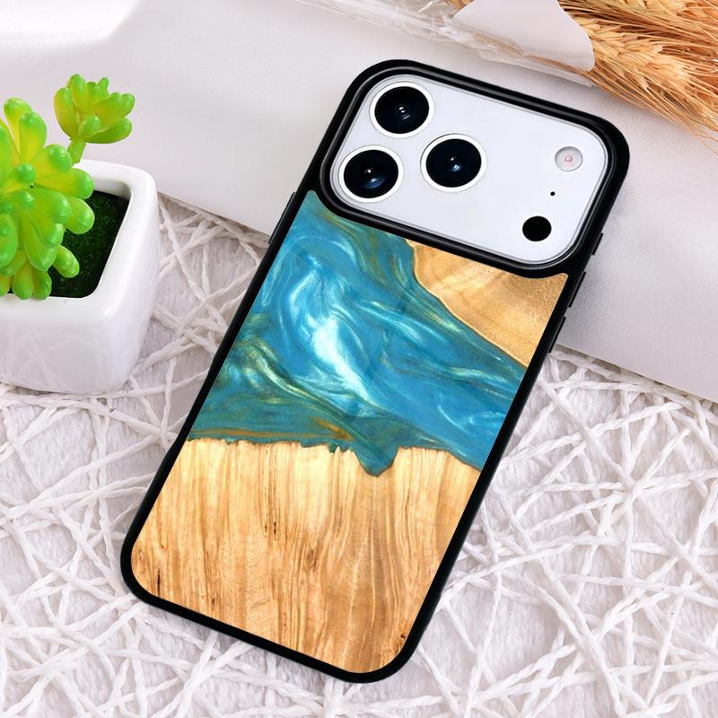 Traveler Protective Wood Resin Pattern Shockproof Phone Case for iPhone 17 Air 16e 15 11 12 14 13 Pro Max Cover Coque