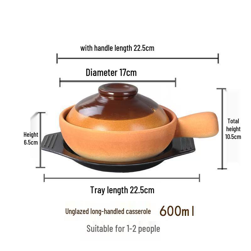 High-Temperature Resistant Clay Pot with Handle for Claypot Rice & Noodles - Durable, No Crack, Small Commercial Sand Pot
