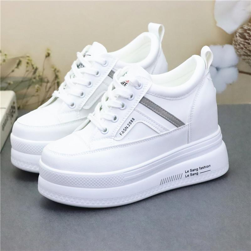 Fashion 10CM Platform Wedge Sneakers Chunky Shoes Genuine Leather for Women Summer Shoes Spring Autumn Walking Sneakers Fashion