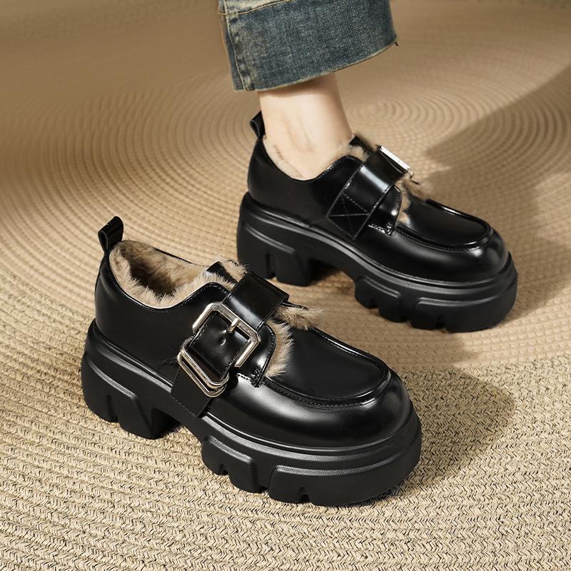 

Туфли Maillard коричневые на высоком каблуке зимние с пальто на толстой подошве водонепроницаемые теплые хлопковые туфли с набивным рисунком пушистые женские мокасины 40