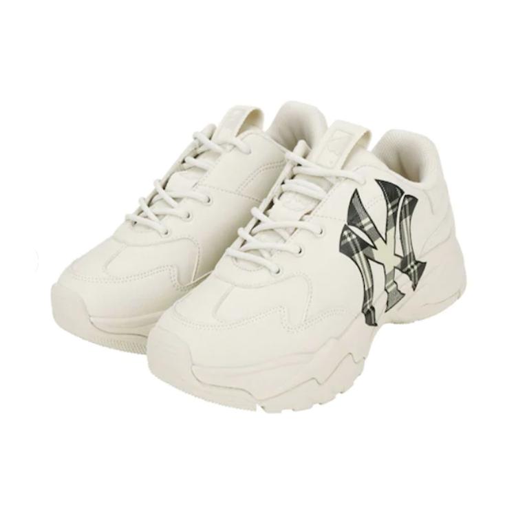 New MLB Big Ball Chunky New York Yankees Wear Resistant Lightweight Height Increasing Low Top Chunky Sneakers Unisex Beige 32SHCC011-50I