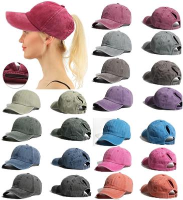 Spring Summer Baseball Cap Washed Retro For Women Ponytail Curved Brim Sun Hat Street Sport Hip Hop Cap Visor Mother's Day Gift