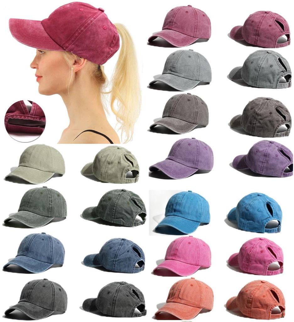 Spring Summer Baseball Cap Washed Retro For Women Ponytail Curved Brim Sun Hat Street Sport Hip Hop Cap Visor Mother's Day Gift