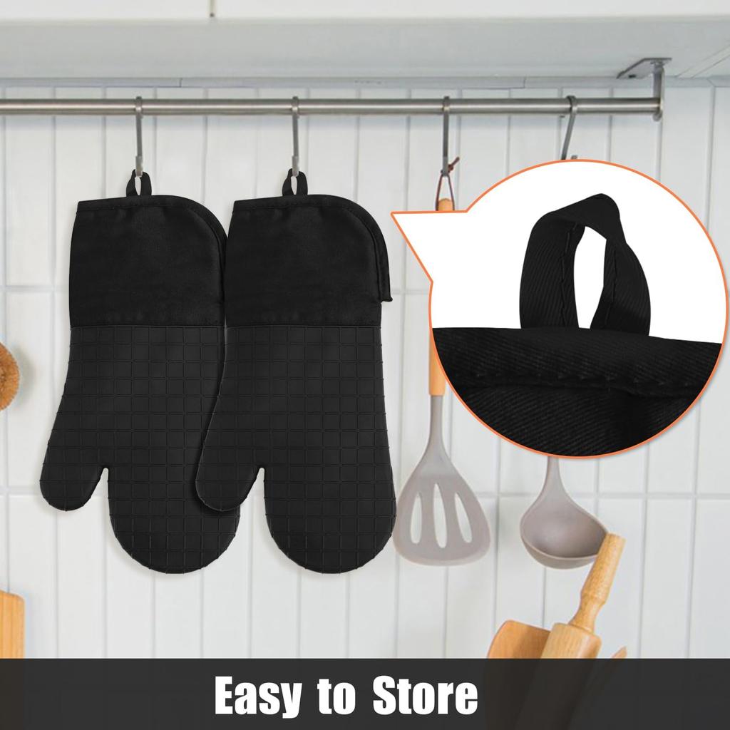 Silicone Oven Mitts Heat Resistant Oven Gloves with Non-Slip Waterproof Soft Lining Silicone Oven Mitt for Potholders Cooking Baking Kitchen Mitten,