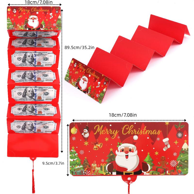 2026 Christmas Santa Claus Xmas Tree Folding Banknote Card Envelope With 10 Card Slot Merry Christmas Decorations For Home