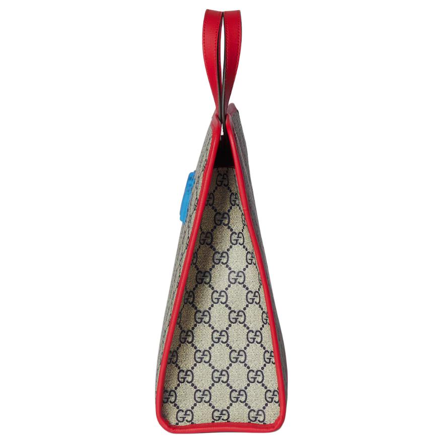 Gucci Torebka Tote z Nadrukiem Niedźwiedzia GG Supreme Torebki Tote dla Dzieci Beżowy Niebieski Czerwony 605614-FAER7-8457