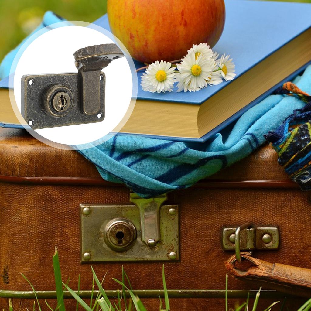 2Pcs Vintage Box Lock Suitcase Latch Brass Clasp Padlock Furniture Hardware Wooden Trunk Hasp Locker Closure Fastener