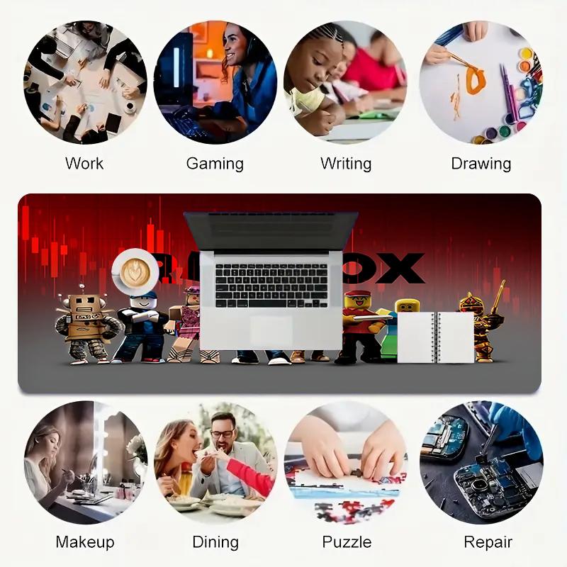 1Pc Roblox Adventure Quests Gaming Mouse Pad Keyboard Desk Mat Non-slip Rubber Lock Edge Waterproof Computer Mousepad for Office Home Decor Es12