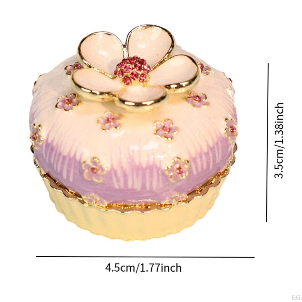 Smaltovaná šperkovnice ve tvaru dortu, sběratelská, dekorativní, řemeslná, organizér na drobnosti pro