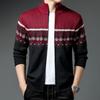 Autumn and Winter Men's Sweaters Casual Stand-up Collar Printed Sweaters Men's Coats Plus Fleece Jackets