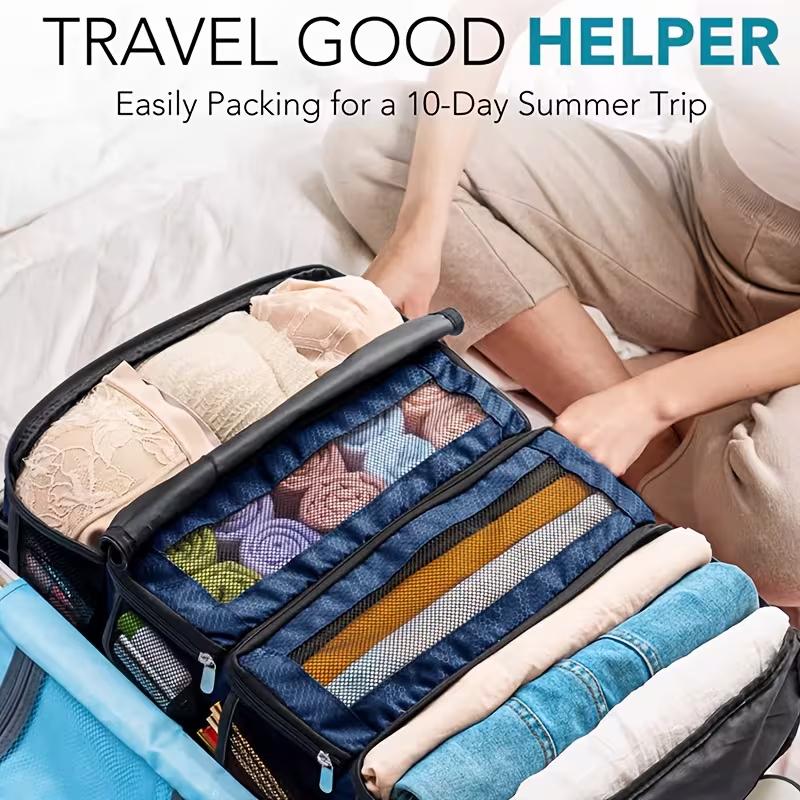 Suitcase Organizer Travel Luggage Organizers Hanging Shelve Packing Small Compartments Collapsible Hanging Clothes Storage Bags