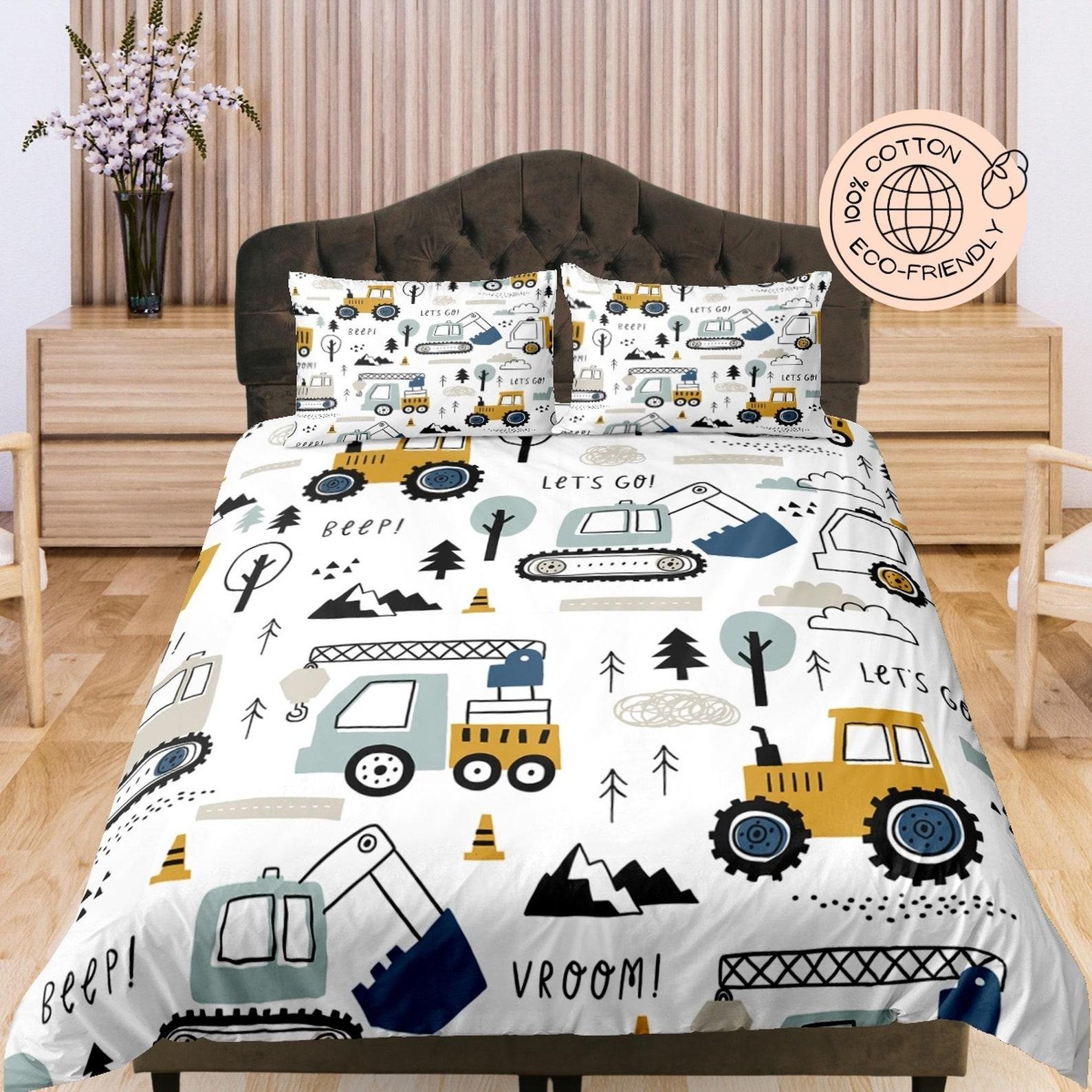 

Heavy Equipment Cotton Duvet Cover Kid s Bedroom Quilt Cover, Nursery Room Bedding Set Toddler s Room Blanket Cover, Baby Crib Bed Cover 135x200cm